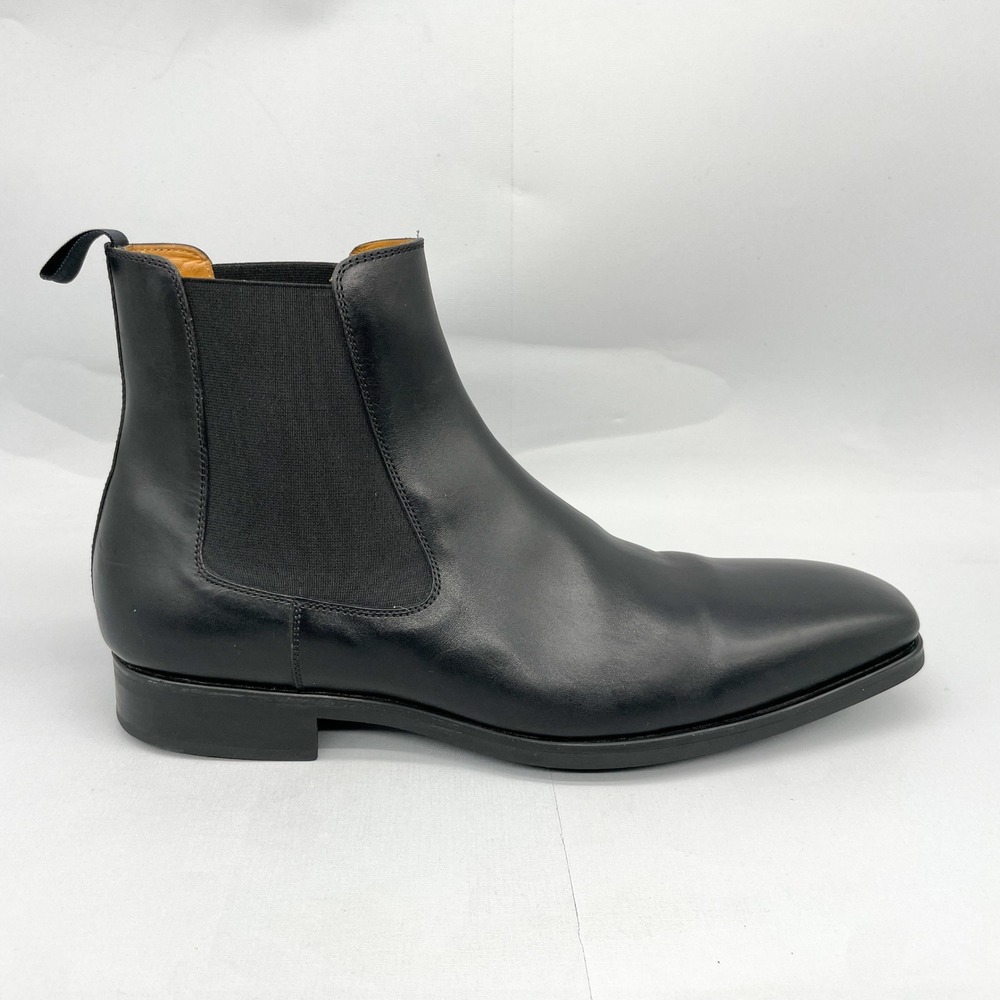Magnanni Mens 10.5 Chelsea Boots Black Leather Dress Shoes Classic Minimalist